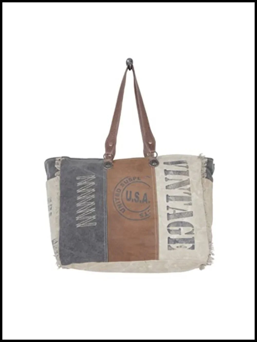 Canvas Weekender Bag with Leather Strap - Handcrafted Satchel Shoulder Bag